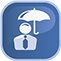 A Person Holding an Umbrella Icon in a Blue Background