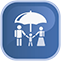 A Family Standing Under an Umbrella Icon