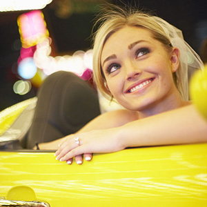 A Blond Woman Looking at a Photographer