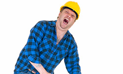 A construction worker shouting