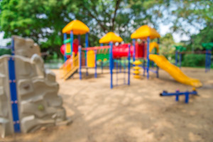 A blurry image of a playground.