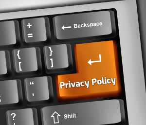 Privacy Policy Button on a Keyboard in Orange Color