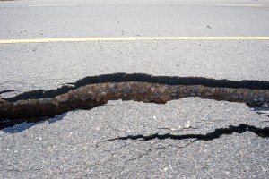 An image of a crack in the road.