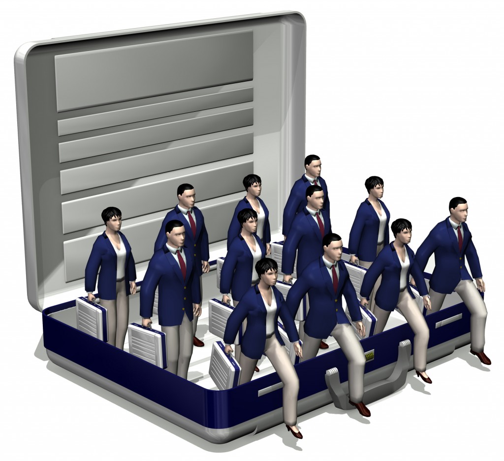 A Group of People Stepping Out of a Suitcase