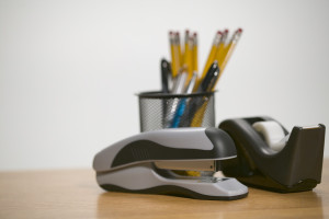 Office stationery on a table