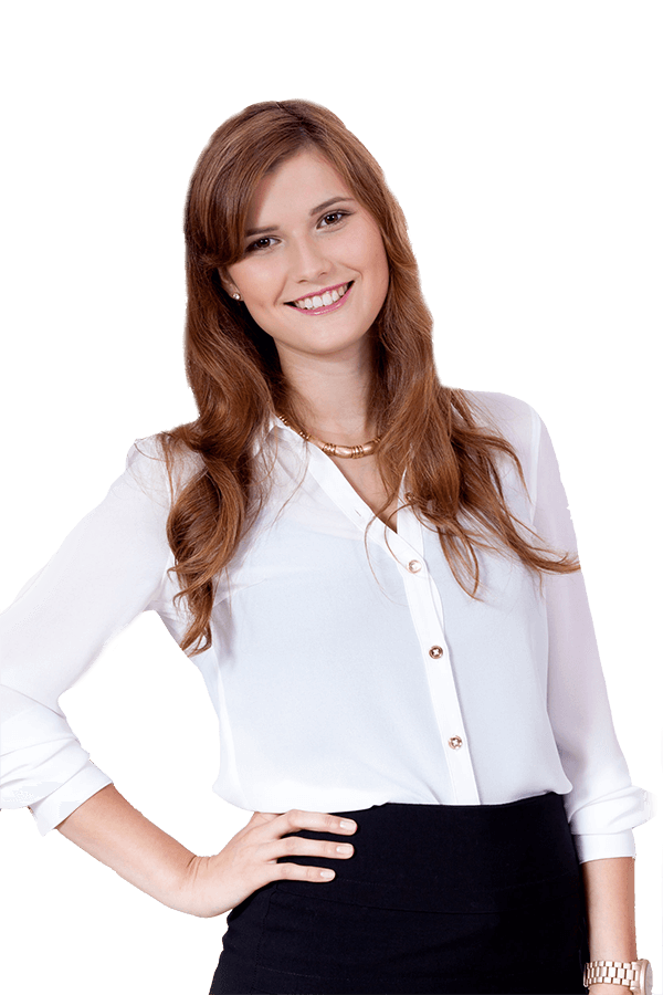 A woman wearing a formal business attire